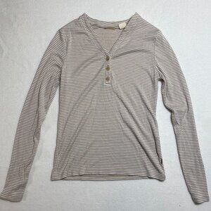 Levis Ribbed Top Womens Medium | Tan super soft striped shirt